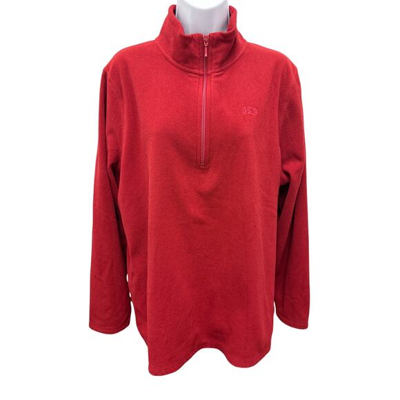 GAP Mens XXL Pullover Red 1/4 Zip Fleece Long Sleeve Jacket Sweater big warm - Picture 1 of 4